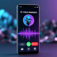 AI voice agent interface showing active call with waveform visualization